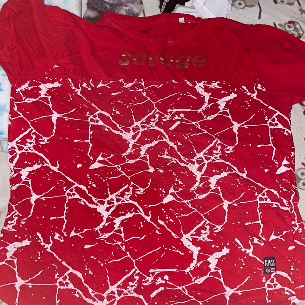 Red white gold savage shirt